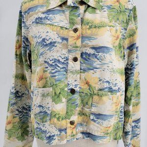 Liz Claiborne Hawaiian Print Cotton Lightweight Jacket Size L